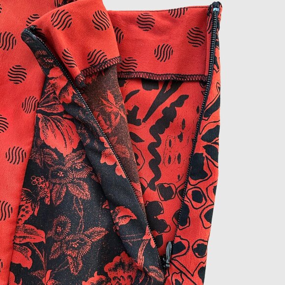 Topshop Mixed Print Midi Skirt - Black & Red - NWT - Picture 3 of 5